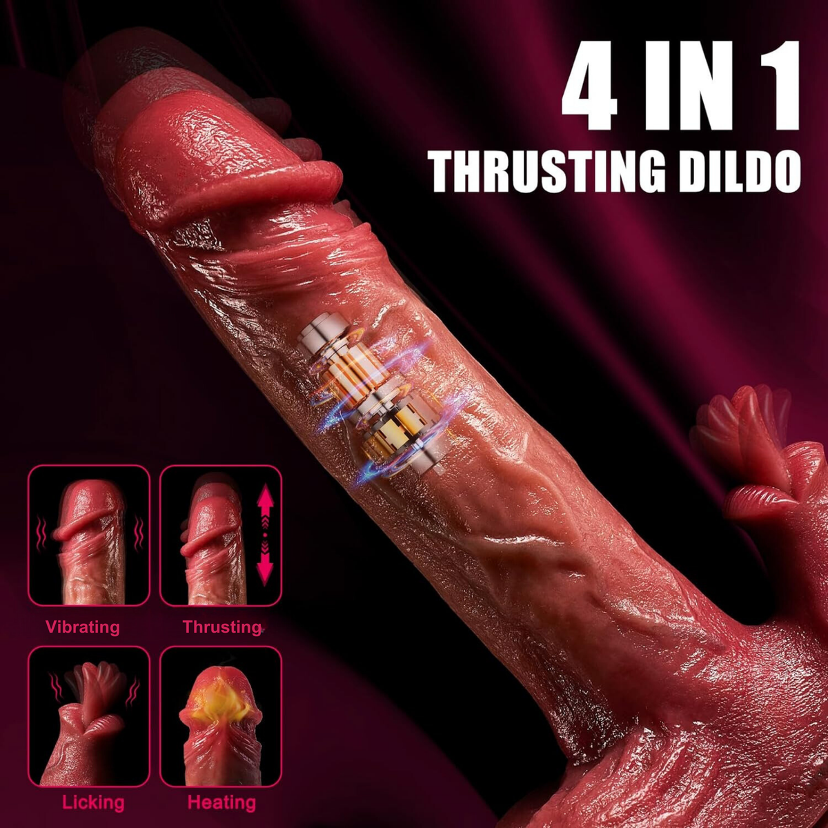 Realistic Heated Silicone Thrustin Dildo Vibrator (8.7inch/22cm)