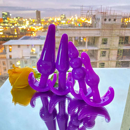 Purple Soft Silicone Anal Butt Plugs Set