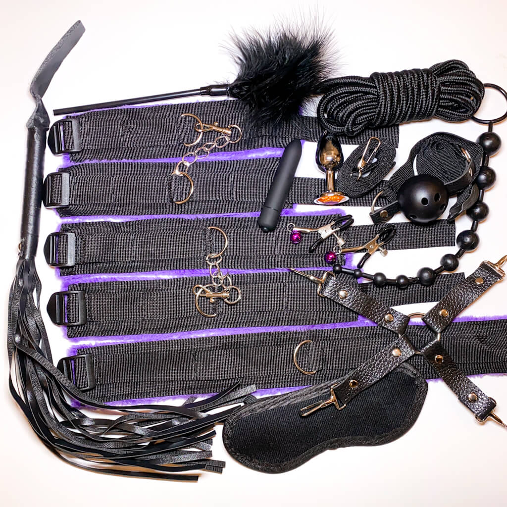 Nylon 13-piece BDSM Starter Kit | Purple & Black – Eccentric Playroom  Essentials