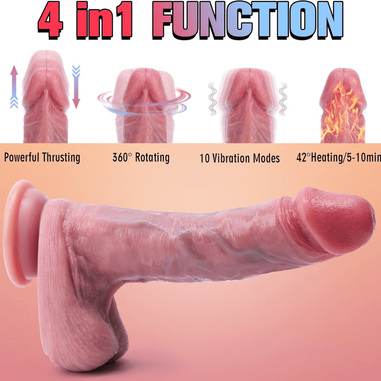 9 inch Tri-Action Lover Vibrating Rotating Thrusting Dildo with Remote (23cm)