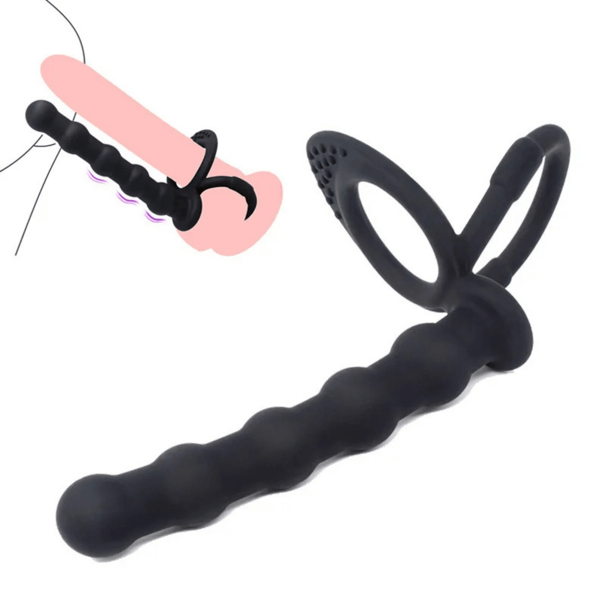 Silicone Double Penetration Strap-On Cock Ring
