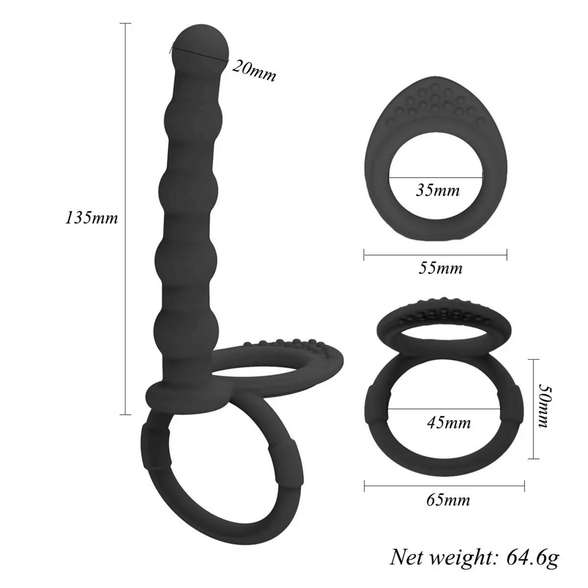 Silicone Double Penetration Strap-On Cock Ring