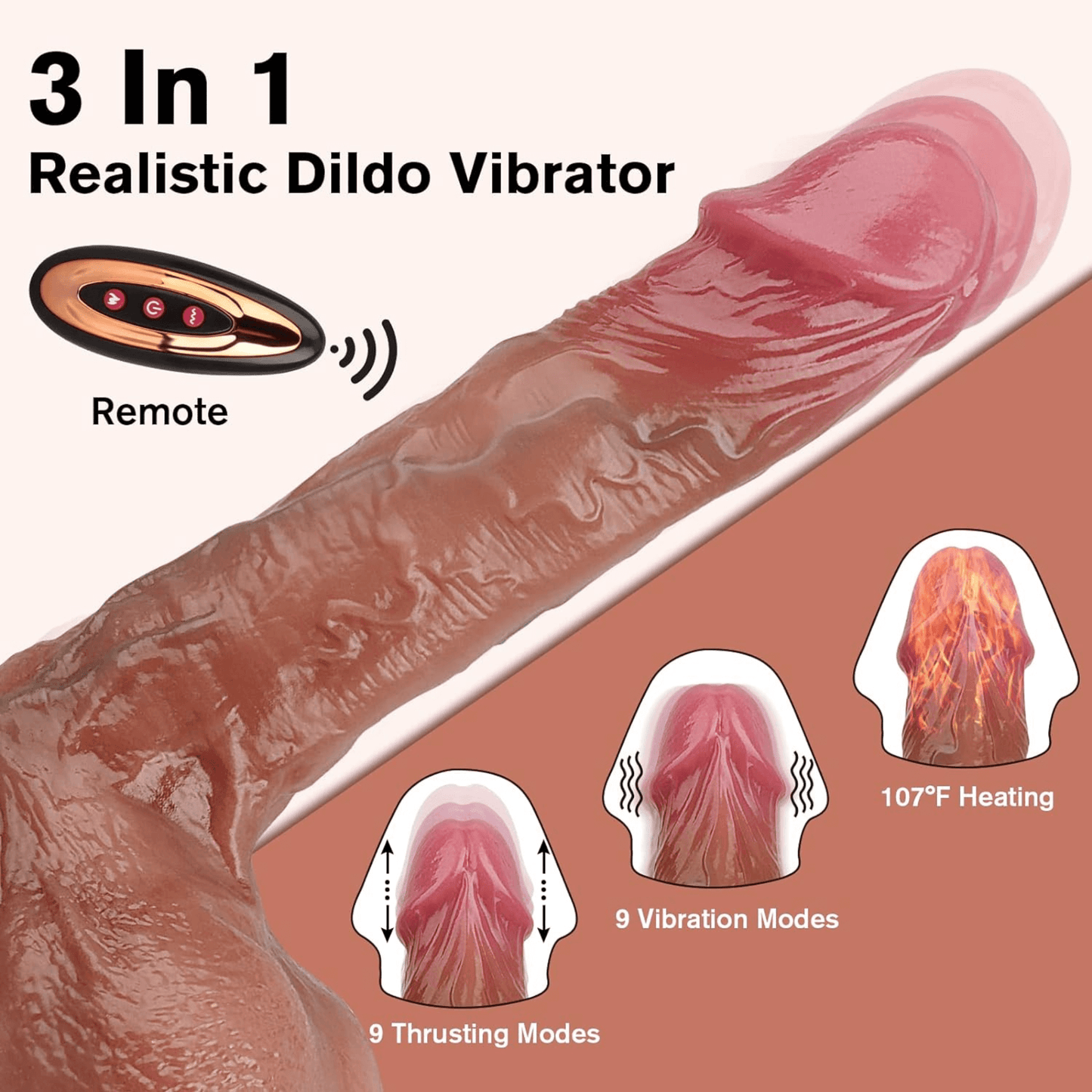 9 inch Tri-Action Lover Vibrating Rotating Thrusting Dildo 23cm (Remote + App Control)